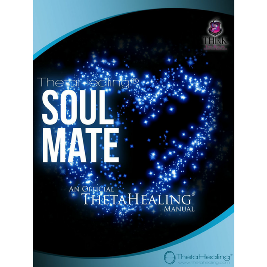 Handbuch-Buchcover „Soul Mate“ mit blauem Lichterkreis, ThetaHealing
