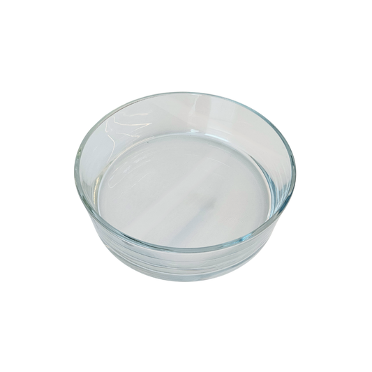 Transparente Glasschale Ø 25 cm, runde Schüssel mit niedrigen Seiten