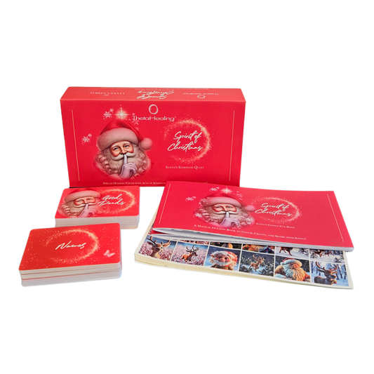 Rote Weihnachts-Spielbox „Santa’s Kindness Quest“ mit Karten und Booklet