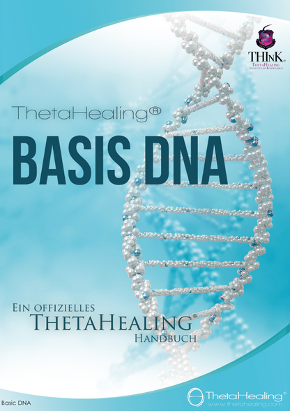 DNA-Handbuch, Perlen-DNA-Illustration, Titel „Basis DNA“ und „ThetaHealing“
