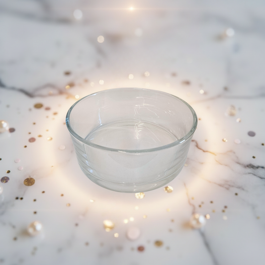 Glas-Schale rund, transparente Schale mit bläulichem Rand, Ø 19 cm.