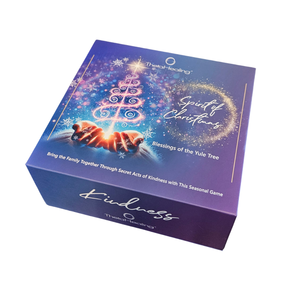 Kartonverpackung eines Weihnachtskarten-Spiels mit Baum- und Sterne-Motiv