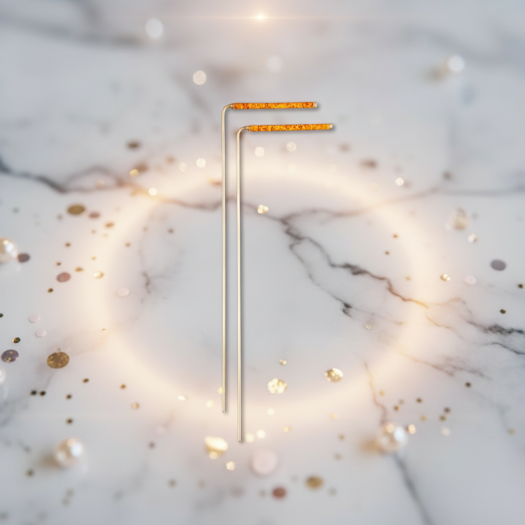 2er-Set Wünschelruten, 34 cm, Metallgestell mit orangefarbenen Griffen