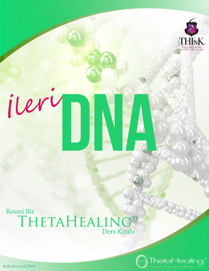 DNA-Handbuch: ThetaHealing-Kitabi mit „i̇leri DNA“ auf grünem/weißem Cover
