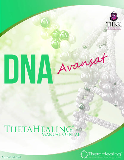 DNA-Handbuch: ThetaHealing-Manual mit „DNA Avansat“ auf grünem/weißem Cover