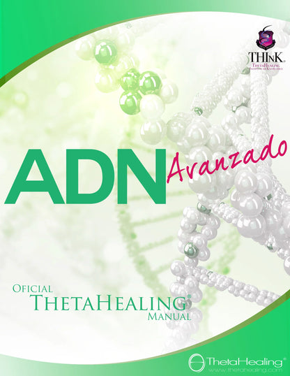 DNA-Handbuch: ThetaHealing-Manual mit „ADN Avanzado“ auf grünem/weißem Cover
