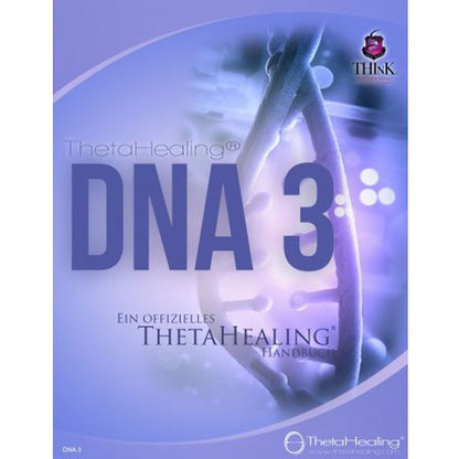 DNA-3-Handbuch für Praktizierende, blaues Cover mit Hand-Symbol und ThetaHealing-Schriftzug