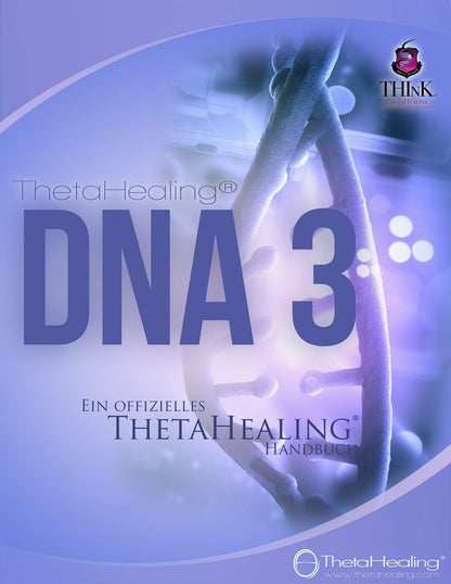 DNA-3-Handbuch für Praktizierende, blaues Cover mit Ein offizielles ThetaHealing-Handbuch-Aufdruck