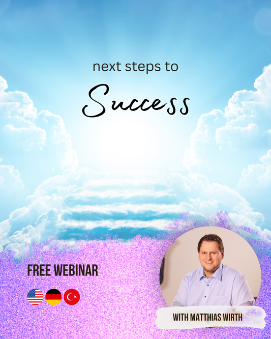 Kostenloses Webinar-Flyer „Next Steps to Success“ mit Matthias Wirth