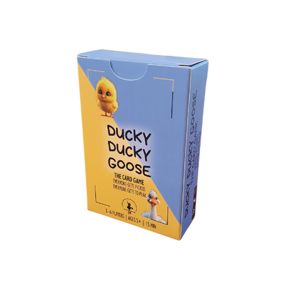 Ente-Gänse-Kartenspiel-Box mit Entchen-Motiv und Spielhinweisen