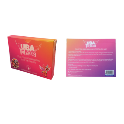 UBA Tobacca Kartenspiel-Box: Vorder- und Rückseite nebeneinander, Barcode sichtbar