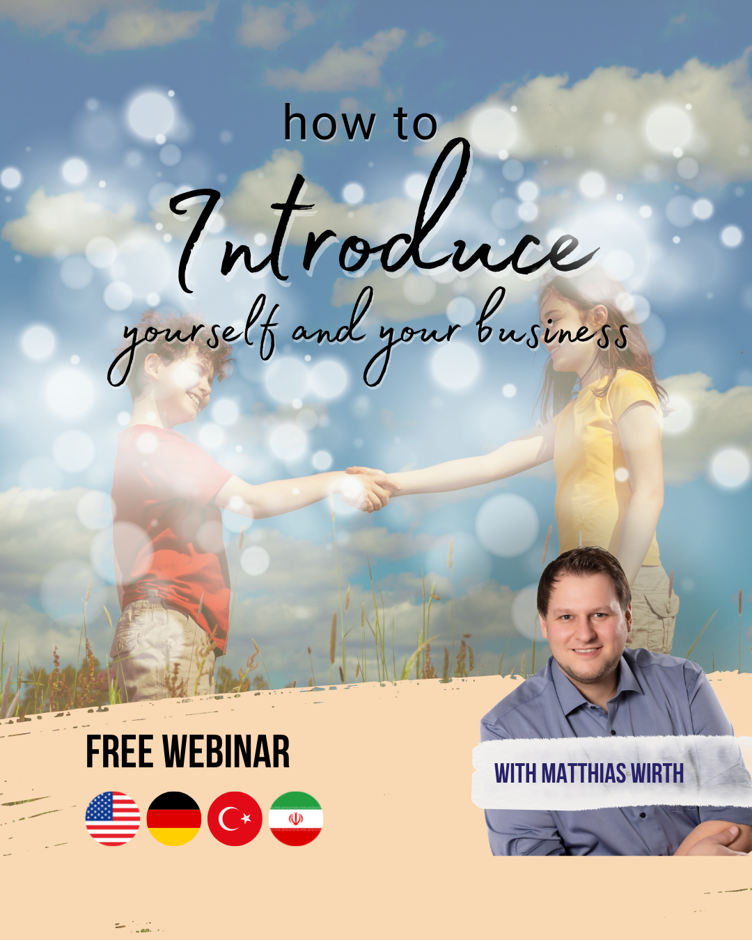 Webinar-Flyer: Vorstellung von dir und deinem Unternehmen, mit Matthias Wirth