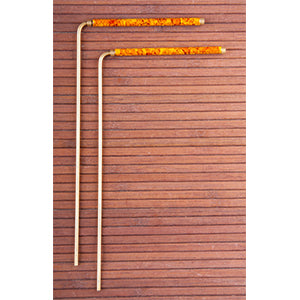 Wünschelrute, 21 cm: zwei goldene Metallbügel, orangefarbene Griffe