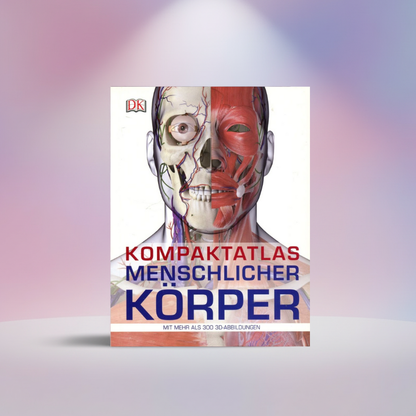 Buch, Kompaktatlas-Cover vollständig, mit roten und blauen Anatomielinien