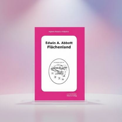 Buchcover von Edwin A. Abbott mit ovalem Kartenmotiv, pinkes Design, Titelbereich