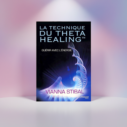 Thetahealing-Buchcover: schwarzer Deckel mit blauer Spirale und Schriftzug Vianna Stibal