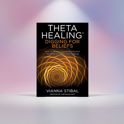 Buchcover ThetaHealing® Digging for Beliefs mit orange Wellenlinien, Vianna Stibal