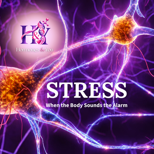 Stress-Webinar-Replay mit farbiger Nervenillustration und Titel „STRESS“